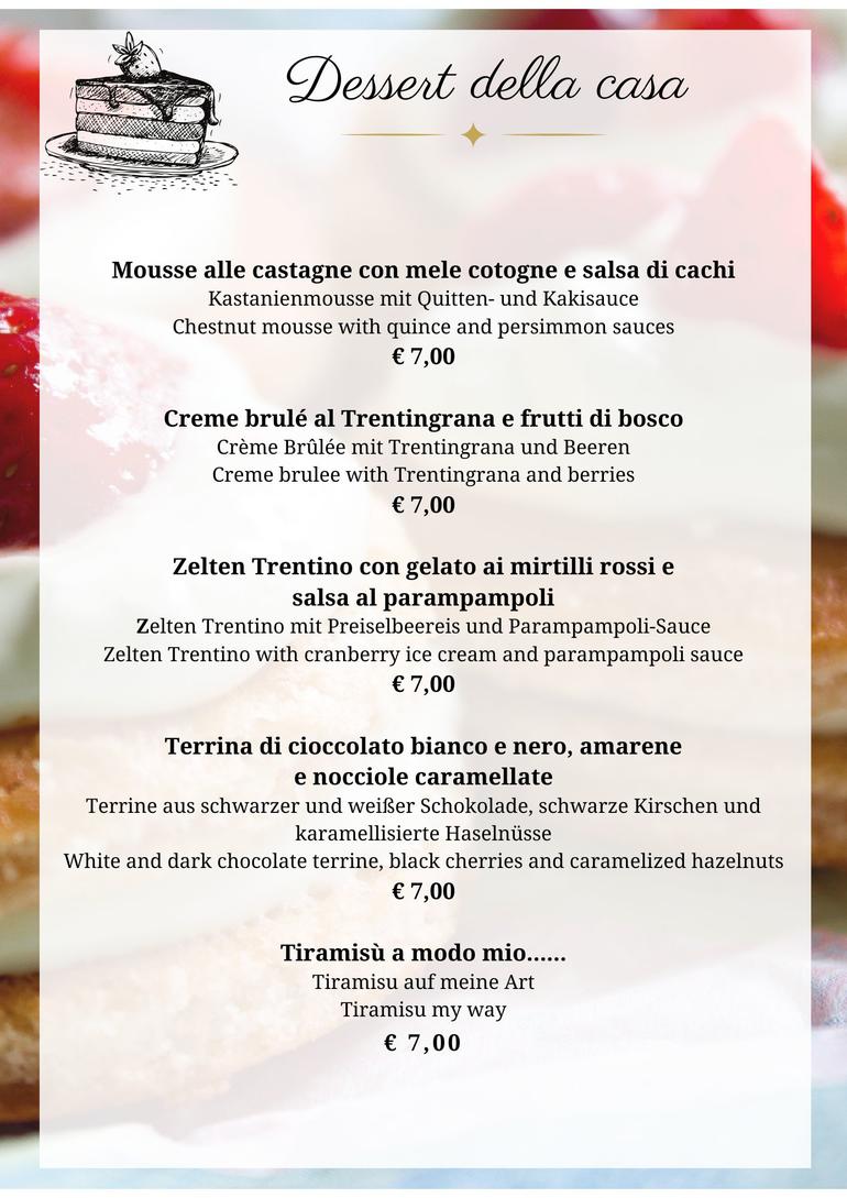 menu dessert